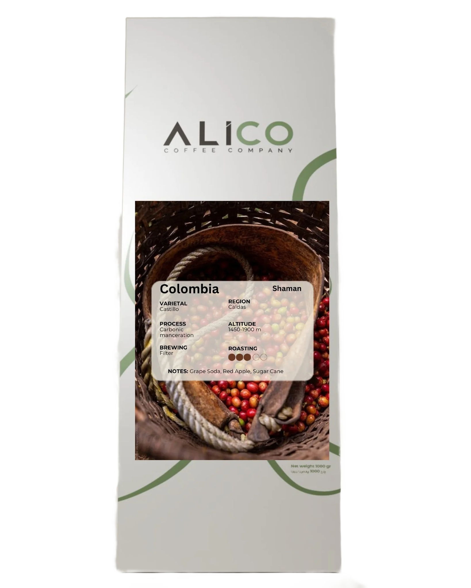 Alico single-origin Colombia Shaman coffee bag